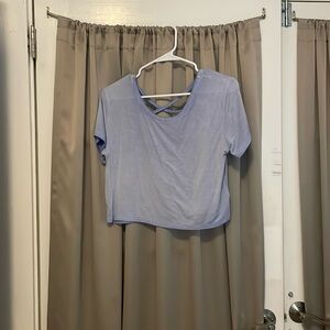 blue tee open back
